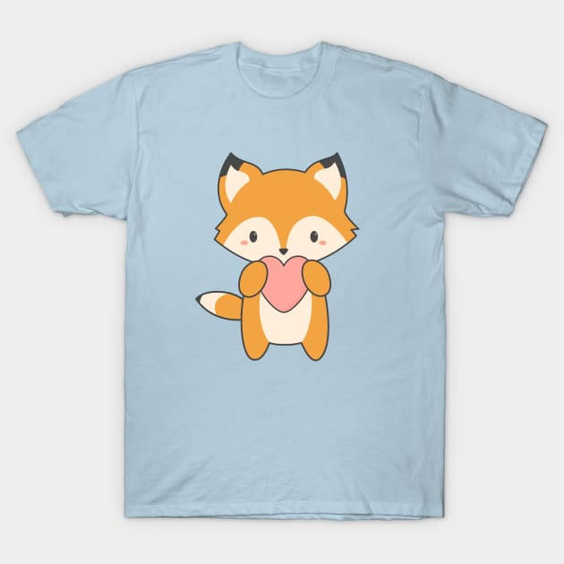 Kawaii Cute Red Fox T-Shirt T-Shirt by happinessinatee